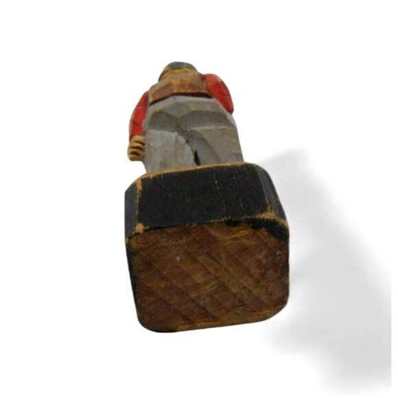 Hand Carved WOODEN Miniature ELDERLY man Rustic Folk Art Canada Vintage 3 Inches - Picture 8 of 8